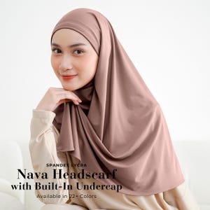 NAVA Headscarf with Built-In Matching Undercap, Hijab and Cap set, Lightweight Shawl with Inner Hijab Cap Underscarf, Muslim Women Girl Gift