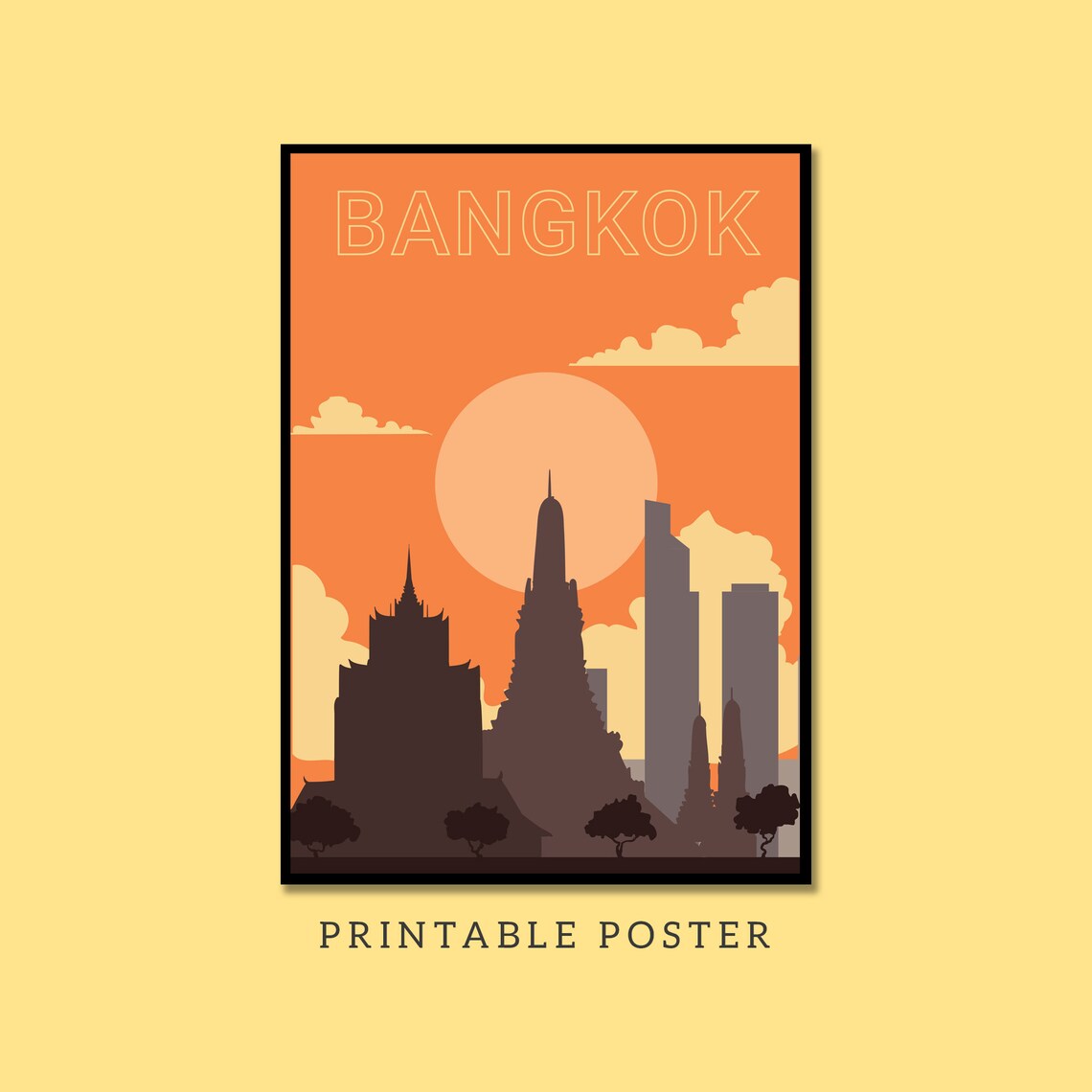 Digitally Illustrated A4 Bangkok Poster Printable Poster Etsy
