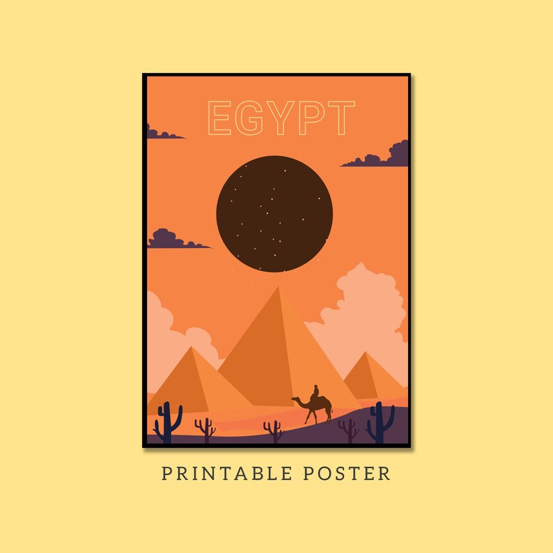 Digital Illustrated A4 Egypt Poster Egypt Cairo Pyramids Etsy