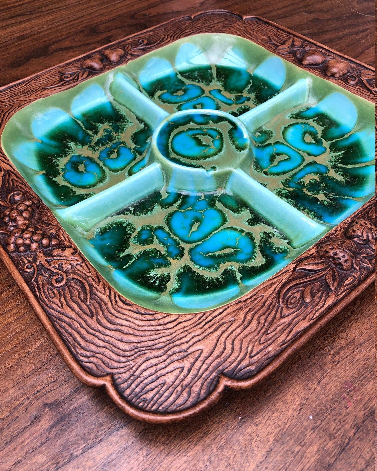 1970's Treasure Craft Divided Platter // Funky Fun Vintage Etsy