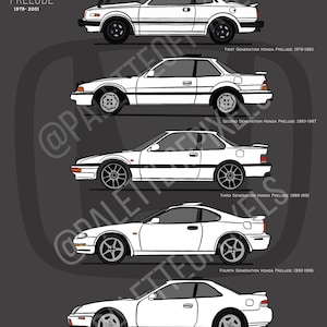 Honda Prelude 1st to 5th Generation Poster Print