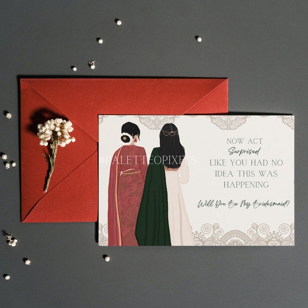 Custom Tamil Hindu Bridesmaid Proposal Cards