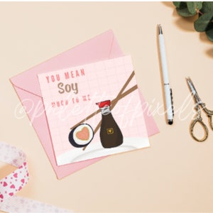 Carte de Saint Valentin drôle de jeu de mots de nourriture de sushi