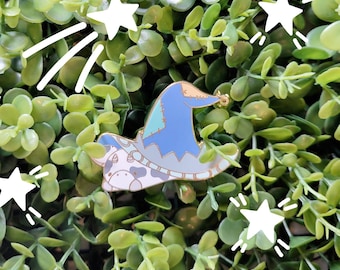 Wizard Cow - 1.5 inch enamel pin with dangle star charm