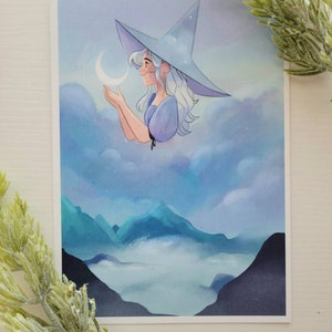 Moon cloud witch- art print