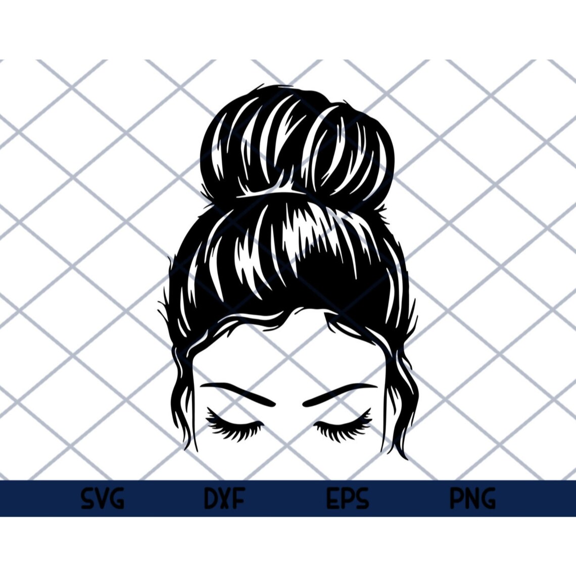 Messy Bun SVG Hair Bun Svg Girl With Lashes Svg Eps Png Etsy