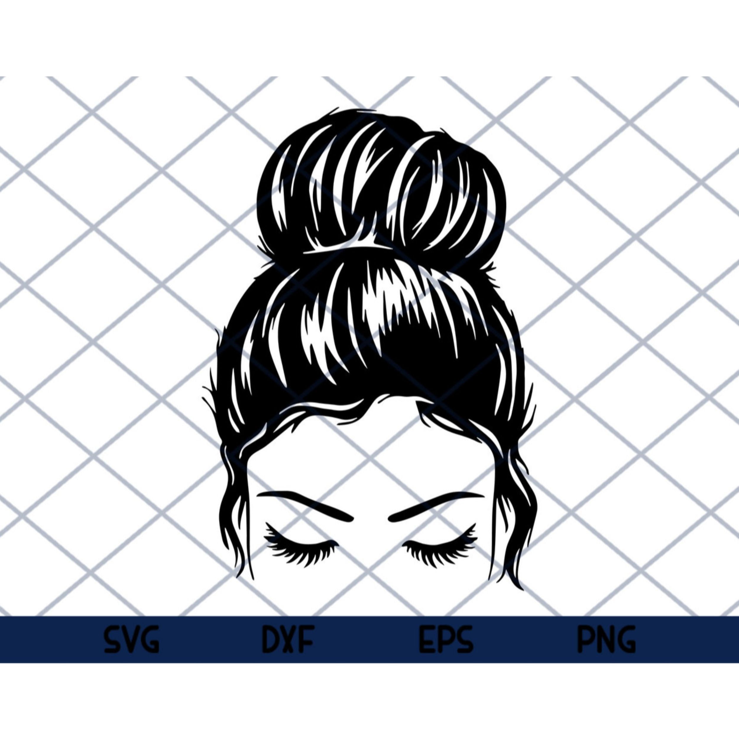 Messy Bun SVG Hair Bun Svg Girl With Lashes Svg Eps Png Etsy