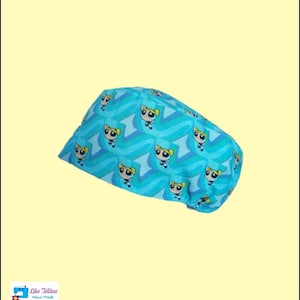 Cuffia chirurgica con cuffia a bolle, cuffia per sala operatoria con capelli lunghi, cuffia medica delle Superchicche, cuffia chirurgica blu, regalo per infermieri e assistenza sanitaria