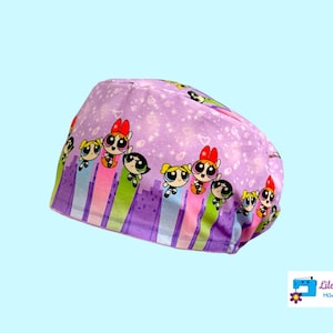 The Powerpuff Girls surgical cap, long hair surgical cap, medical cap, nurse cap, medical gift, veterinary gift.
