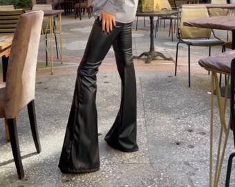 Leather Pants Men Flare | Etsy Ireland