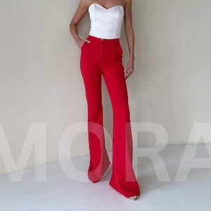 Red flare pants Etsy Mexico