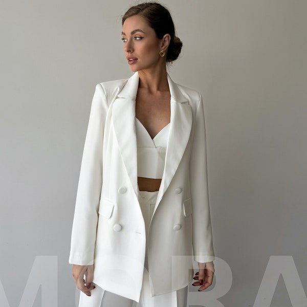 Three Piece High Waist White Set main image 1
