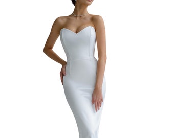 white corset satin slip dress Satin Pearl Corset Dress White