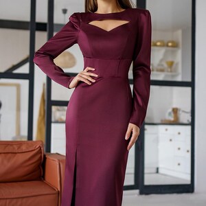 Etsy burgundy dress sales