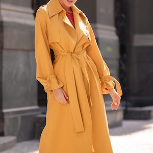 Mustard Yellow Trench Coat Dark Yellow Trench Coat Trench Raincoat Trench Coat Women Petite Trench Coat Short Trench Jacket With Belt Etsy Canada