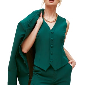 Emerald Green Pantsuit for Women, Emerald Formal pants suit set for Women, Women&#39;s Formal 3-piece pants suit, Emerald Blazer Trouser Womens