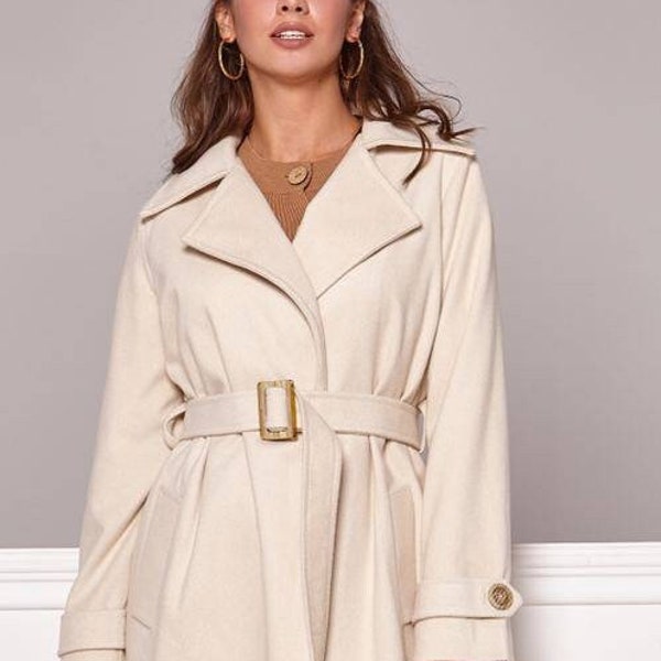 White Wool Coat Etsy
