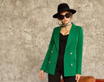 kelly green blazer women's