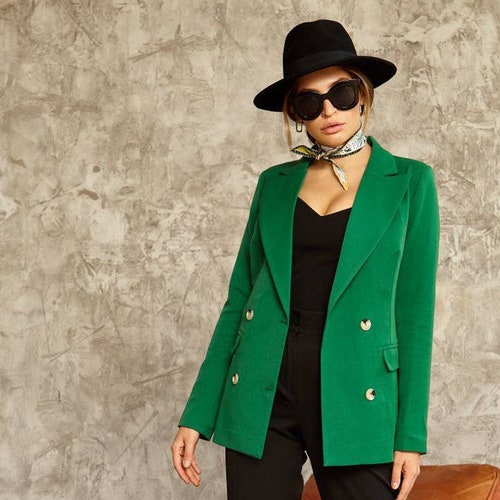 Green Jacket for Women Green Wool Blazer Womens Classic Etsy