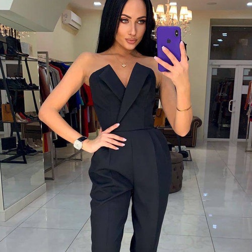 Black Formal Jumpsuit Womens Wedding Guest Jumpsuit Women Etsy