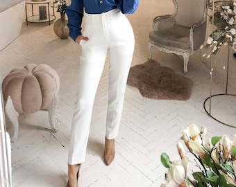 High Waisted Pants for Women, Regular Fit Pants Women, High Rise Trousers for Women, Office and Formal Pants for women