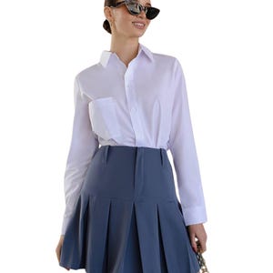 White Classic Womens Shirt Formal Wear, White Women&#39;s Blouse with Long Sleeves, White Collared Shirt for Women, Business Women Wear
