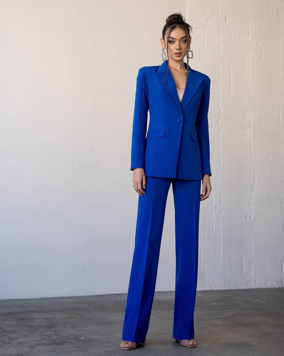 Royal Blue Pantsuit Formal Womens, Classic Fit Pantsuit for Tall Women ...