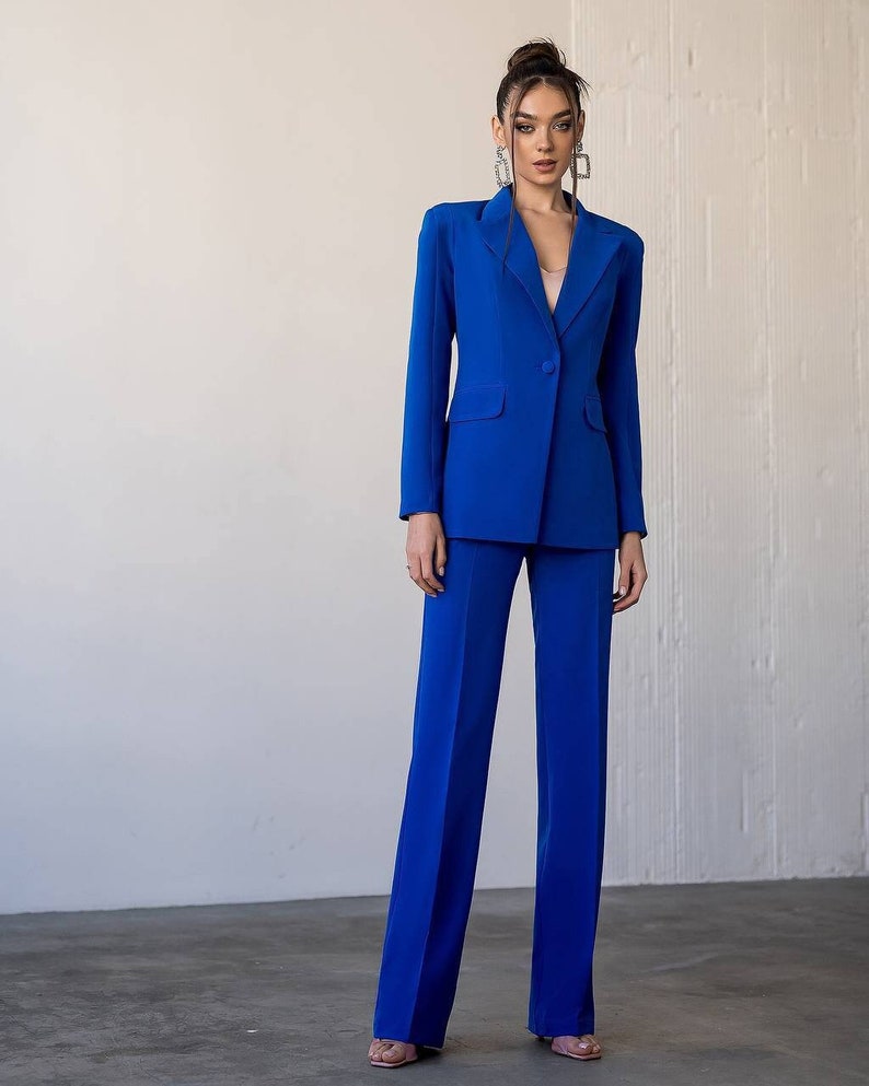 Royal Blue Pantsuit Formal Womens Classic Fit Pantsuit for Etsy