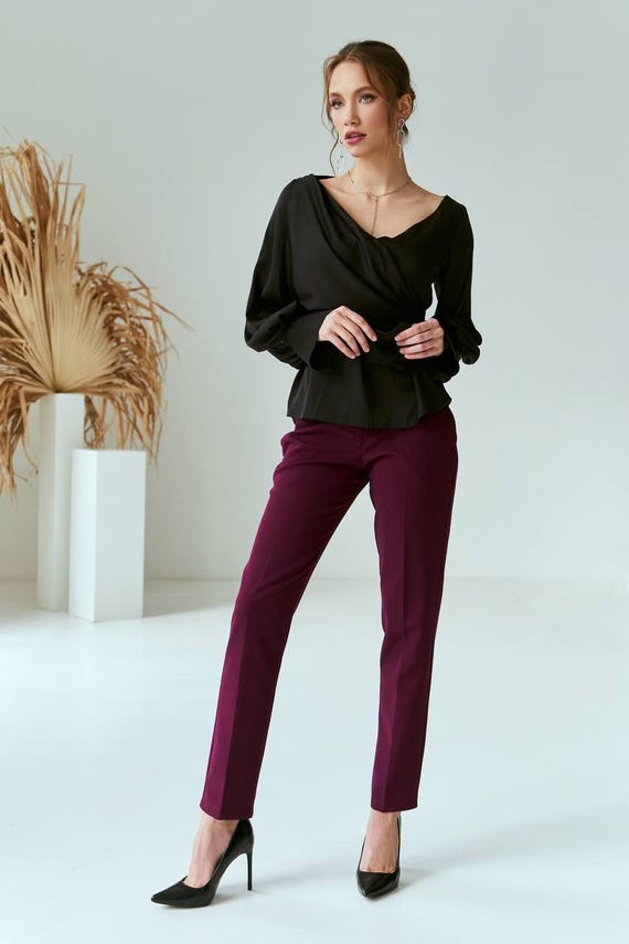 burgundy dress midi Women Burgundy Double Breasted 2 Piece Suit, Formal Suit For Office, event and special occasion 44 / 36 main image 0