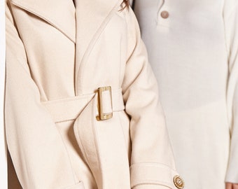 Ivory Wool Coat for Women, Midi Long Womens Wool Coat Ivory Wool Coat for Women, Midi Long Womens Wool Coat
