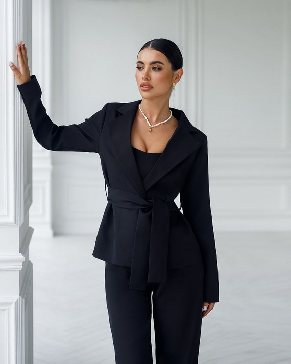 Black Pantsuit for Women, Black Formal Pants Suit Set for Women, Business  Women Suit, Black Blazer Trouser Suit for Women -  Israel