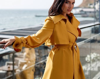 Mustard color trench clearance coat