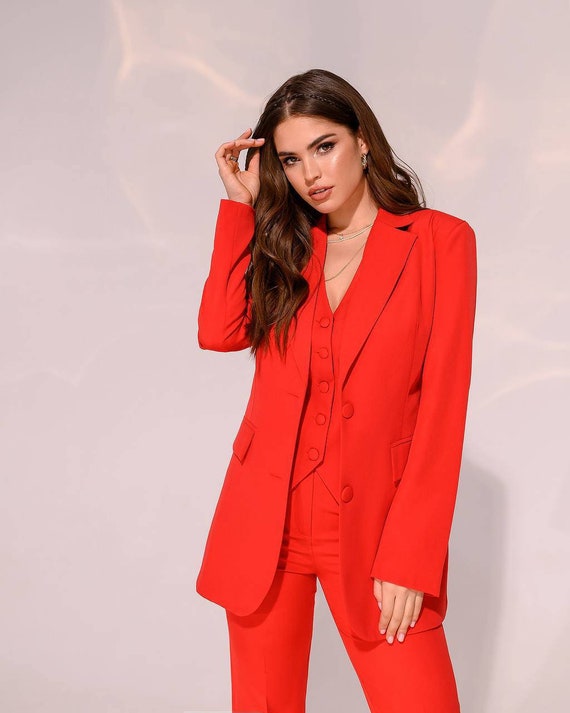 Red Pantsuit for Women, Red Formal Pants Suit Set for Women, Business Women  Suit, Red Blazer Trouser Suit for Women -  Canada