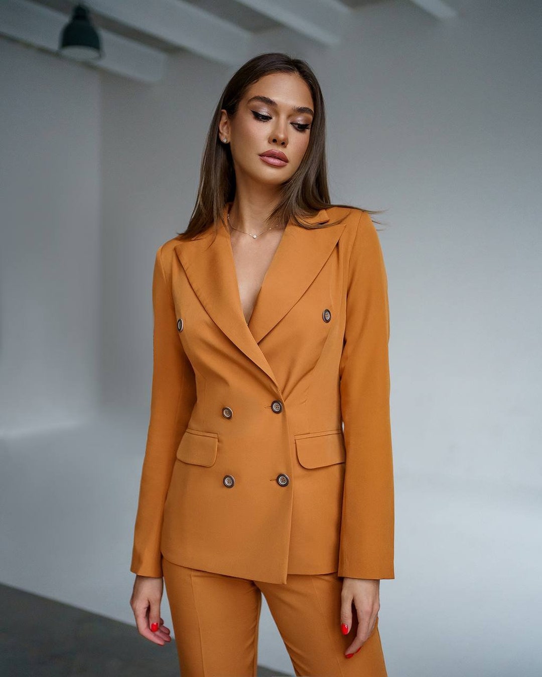 Caramel Womens Pants Suit Formal Pantsuit for Women Formal Etsy Singapore