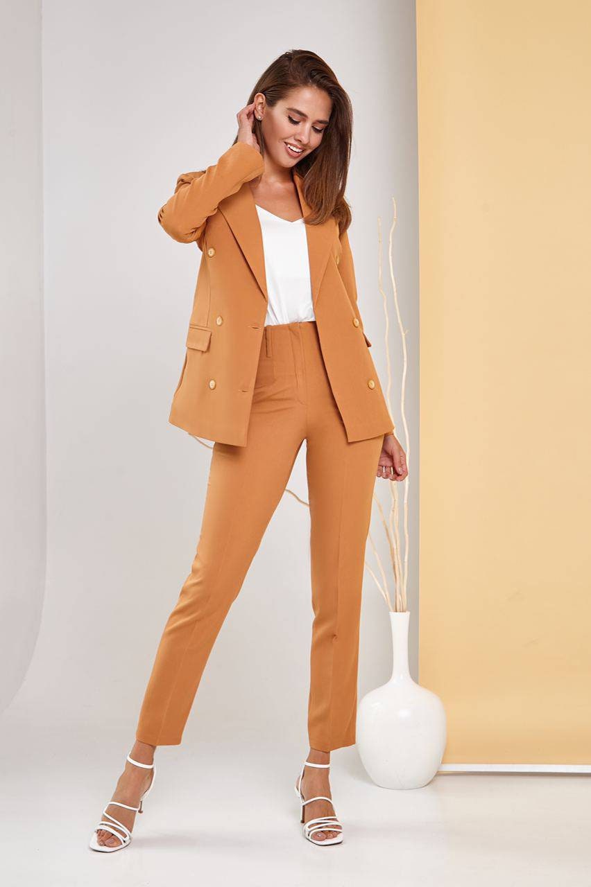Conjunto de traje de 2 piezas para mujer, traje de pantalón con solapa con  muesca, chaqueta y pantalones de doble botonadura para oficina, trabajo