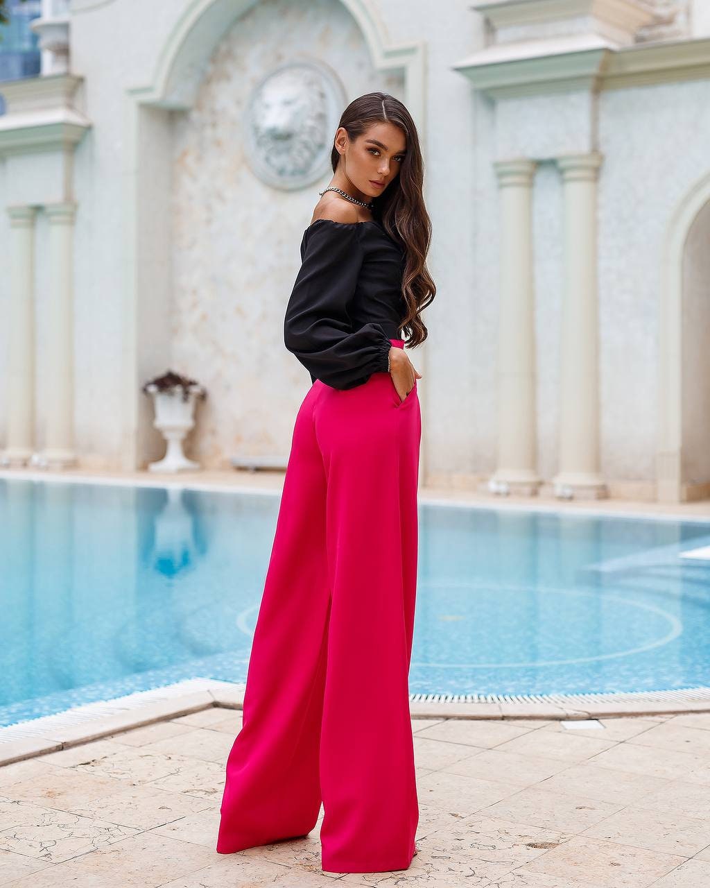 Hot pink wide leg clearance pants