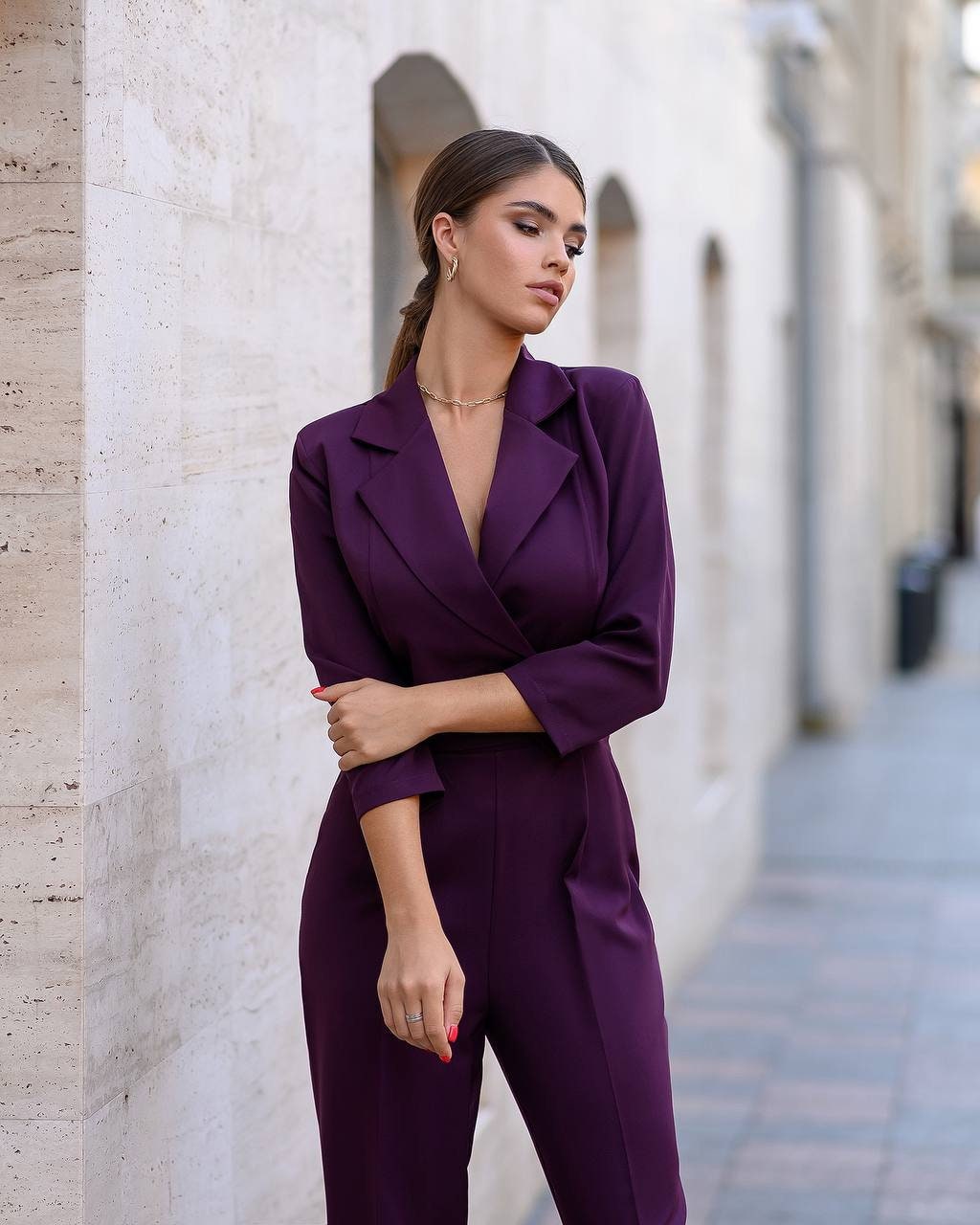 Purple Formal Jumpsuit for Women Burgundy Womens Jumpsuit Burgundy Onepiece Womens women s Jumpsuit with Sleeves