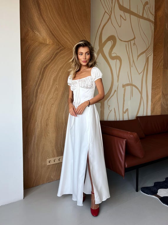 long sleeve skinny mini dress Modal Boat-Neck Draped Long-Sleeve in Ivory - XS Color:Fawn womens formal midi dress to for date night Faye Midi Shirt Dress