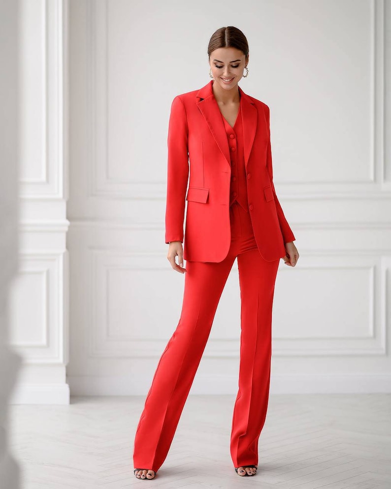 Red Pantsuit for Women Red Formal Pants Suit Set for Women Etsy UK