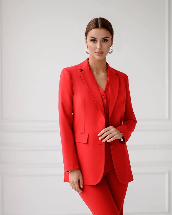 Red Pantsuit for Women, Red Formal Pants Suit Set for Women, Business Women  Suit, Red Blazer Trouser Suit for Women -  Canada