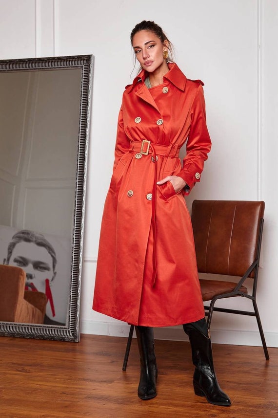 klinge brochure heroin Orange Trenchcoat for Women, Long Trench Coat, Cotton Rain Coat, Belted  Double-breasted Coat for Women, Spring Coat for Women, Orange Coat - Etsy