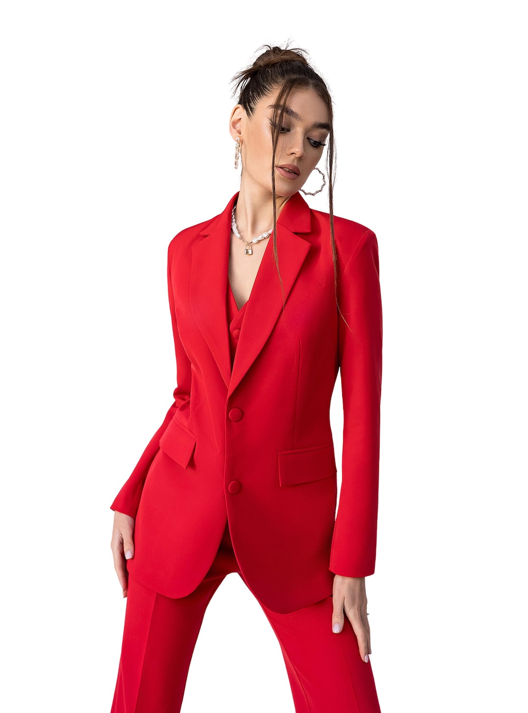 Red Pantsuit Red Dress Suit Womens Red Pantsuit For Women, Red