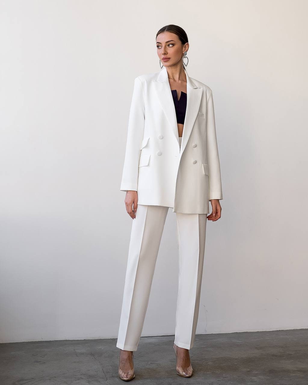 Beige Oversized Pantsuit for Women, Beige Formal Pants Suit for