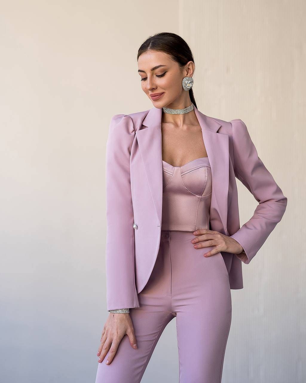 Dusty Pink Flared Pants Suit With Blazer Padded Shoulders - Etsy