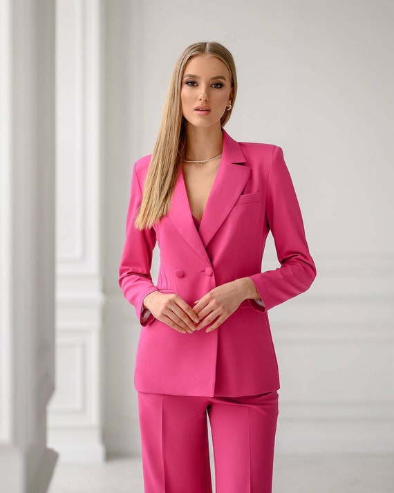 Hot Pink Blazer Trouser Suit for Women, Pink Pantsuit for Women, 3-piece  Pantsuit for Women, Womens Formal Wear -  Canada