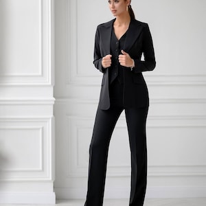 Black Pantsuit for Women Black Formal Pants Suit Set for - Etsy