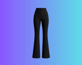 Pantalones negros de cintura alta y campana para mujer