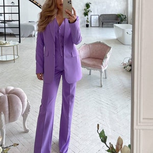 Lavender Formal Pantsuit for Women Business Women Suit With - Etsy