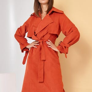 Trench Coat Women Small, Cotton Trench Coat, Belted Trench Coat for Women, Double-Breasted Trench Coat