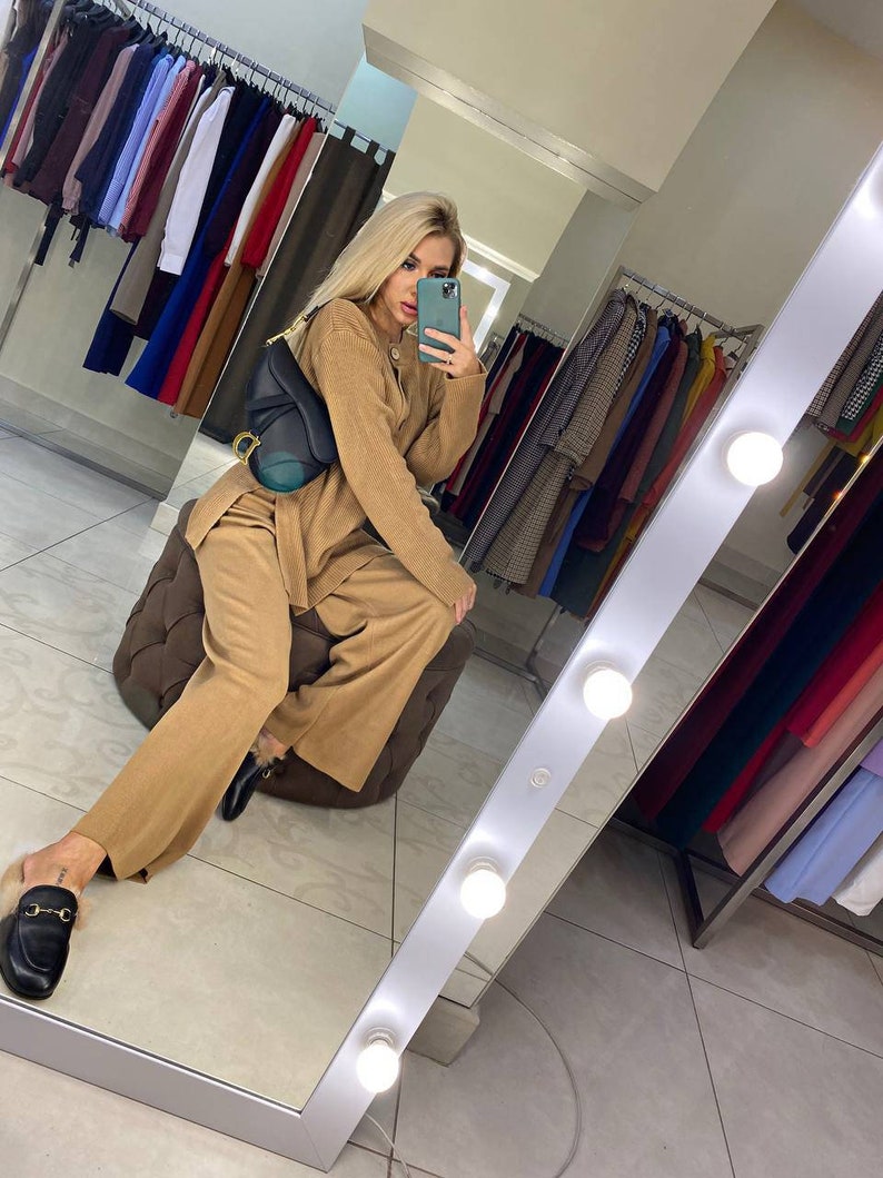 Wool Knit Pants for Women Knit Pants Set Wide Leg Knit Etsy